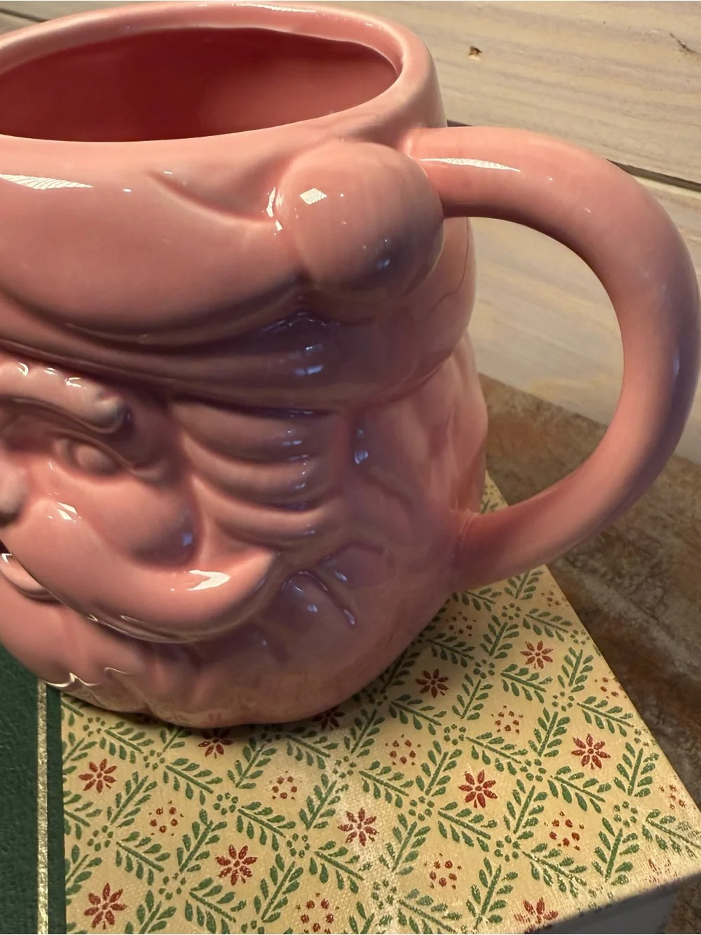 World Market Pink Santa Figural Ceramic Mug Christmas